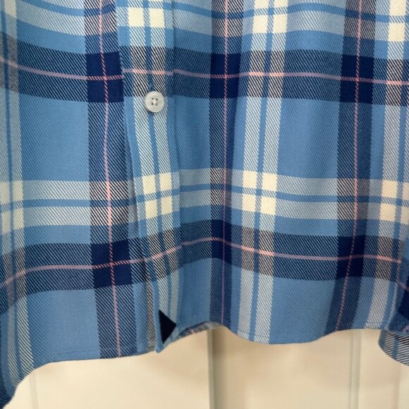 Untuckit 100% Cotton Wrinkle Free Plaid Button Down Shirt Light Blue/Navy XL - Picture 4 of 9